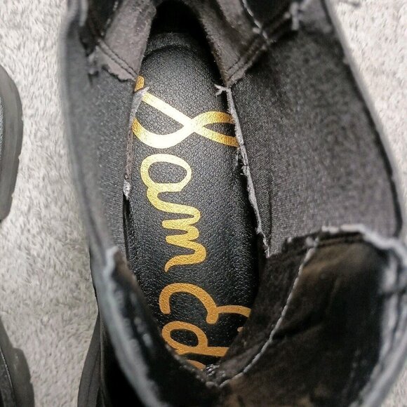 Sam Edelman Lulia Black Chunky Heel Rounded Toe Pull On Sz 5 Chelsea Ankle Boots - Picture 15 of 16